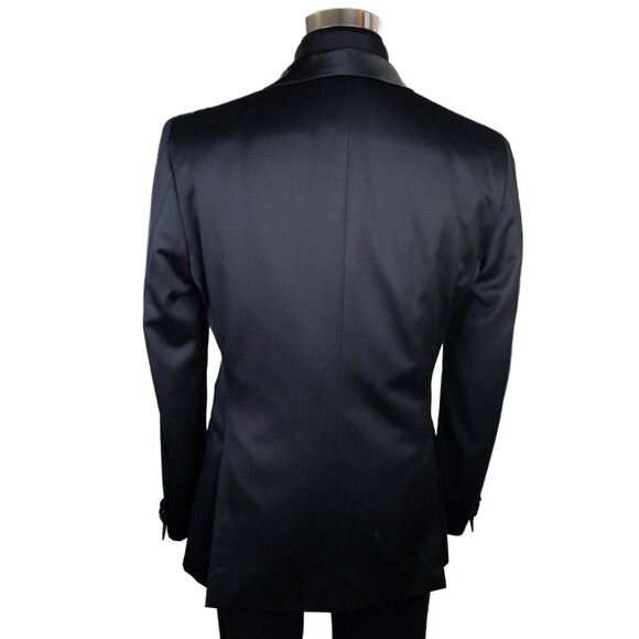 Indochino Black Wool Tuxedo Men 40L One Button Jacket Blazer Solid Black Vented - Picture 8 of 15